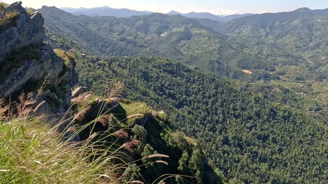 Breathtaking High Angle View Of Green Himalayan Valley From Chauli Ki Jali Mukteshwar