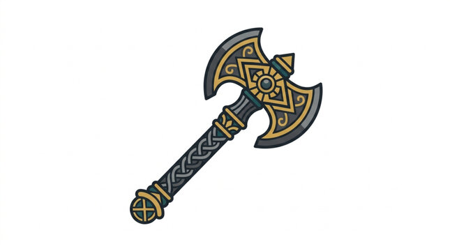 Ornate Double-Bladed Axe with Intricate Designs.