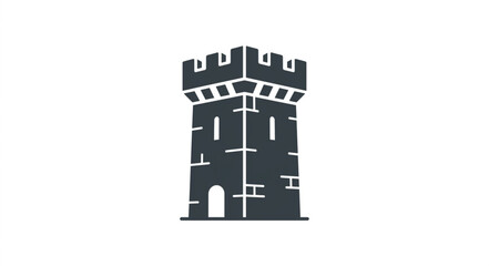 Medieval Castle Tower Fortress Icon Silhouette. © Anang