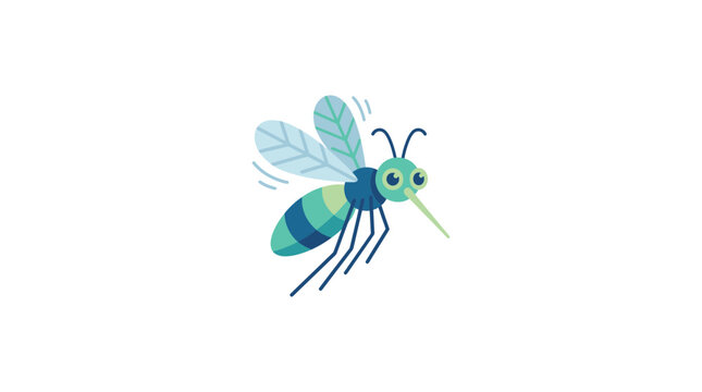 Cute cartoon mosquito flat vector illustration on white background