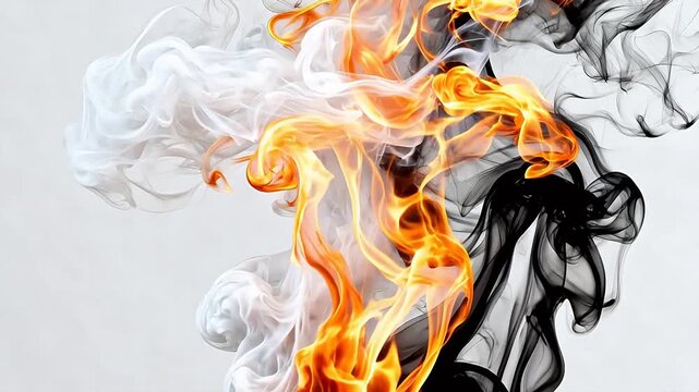 Abstract swirling flames and smoke
