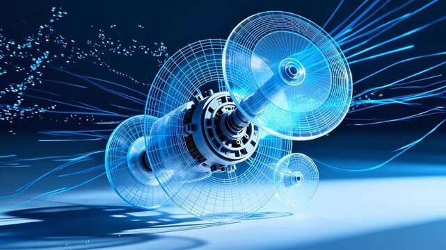 Abstract mechanical structure with glowing elements
