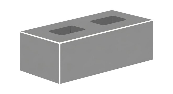 Gray Concrete Block with Two Holes.