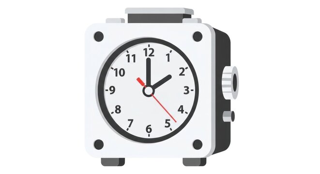 White Analog Alarm Clock with Red Second Hand.