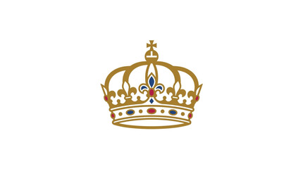 Ornate Golden Royal Crown with Jewels and Fleur de Lis. © Dne