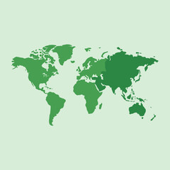 Fototapeta premium A minimalist green world map silhouette on a light background