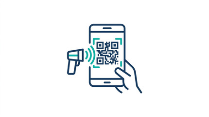 Smartphone QR code scanning with handheld device technology. © kur