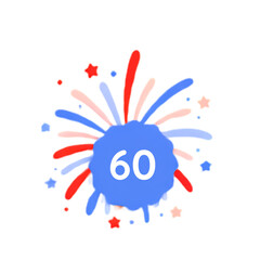 Fototapeta premium Patriotic Fireworks Badge Icon Set, Red White Blue Celebration Sticker, Independence Day Clipart PNG