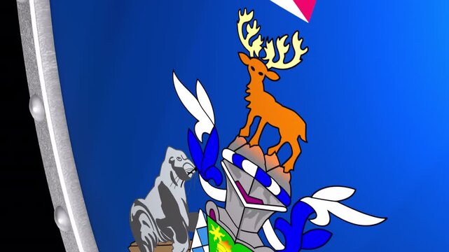 Metallic Shield Transitions with the Flag of Overseas Territory South Georgia and the South Sandwich Islands of United Kingdom