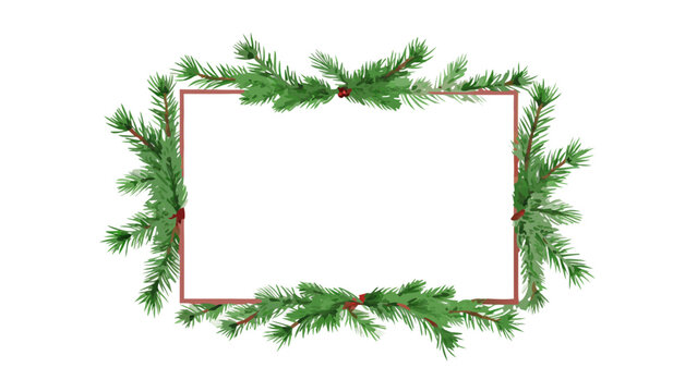 Spruce branches and berries vector illustration with a square frame
