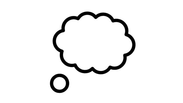 Animated thought bubble with square root math icon loop, idea and calculation symbol, isolated on white background