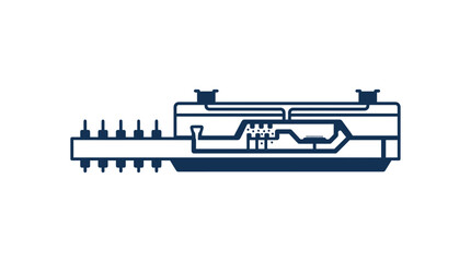 Naklejka premium Schematic Diagram of Integrated Circuit Chip, Microchip Technology Blueprint