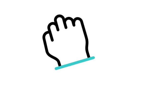 Animated middle finger hand gesture icon loop motion graphic, rude offensive sign and swear symbol, isolated on white background