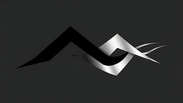 Sharp, angular black and silver waveform graphic on a dark gray background.