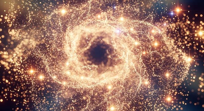 Swirling cosmic dust and gas in space nebula.