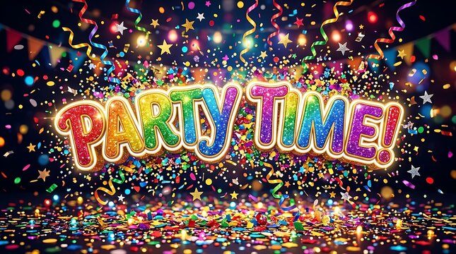 Vibrant Festive Background Featuring Colorful Confetti and Celebration Elements for Birthday or Holiday Event Announcements