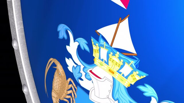Metallic Shield Transitions with the Flag of Overseas Territory Tristan da Cunha of United Kingdom