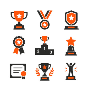 Awards and recognition symbols displayed on a white background. featuring stunning details and textures.