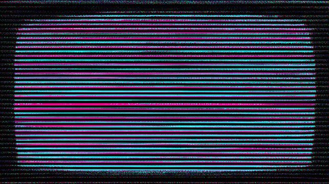 Retro CRT TV screen texture with cyan and magenta horizontal scanlines and analog static