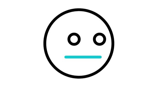 Animated neutral face looking side emoji icon loop motion graphic, curious glance and suspicious expression symbol, isolated on white background