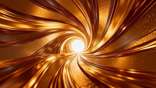 Golden swirling tunnel with light center
