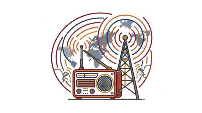 Vintage radio receiver broadcasting signals around the world.