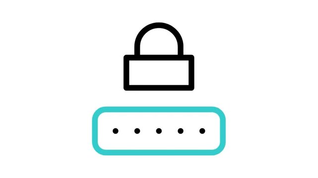 Animated lock input field icon loop motion graphic, password entry and system authorization symbol, isolated on white background