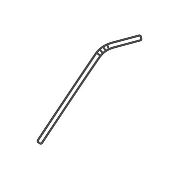 A simple black outline icon of a flexible drinking straw