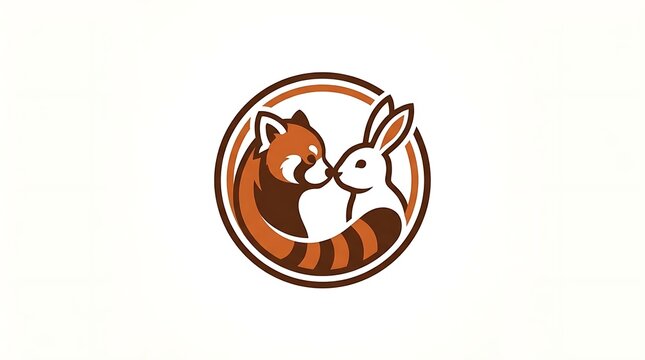 Minimalist logo of red panda and rabbit