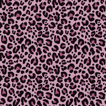 Leopard print vector seamless pattern on a pink background