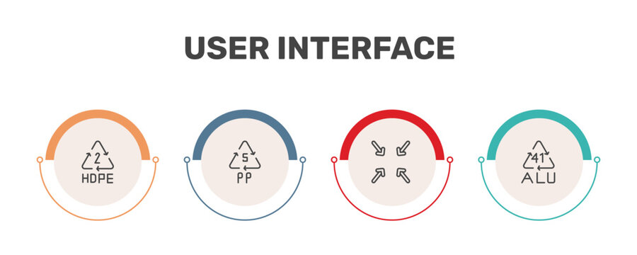 user interface icon set with hdpe 2, 5 pp, exit full screen arrows, 41 alu signs in flat outline style