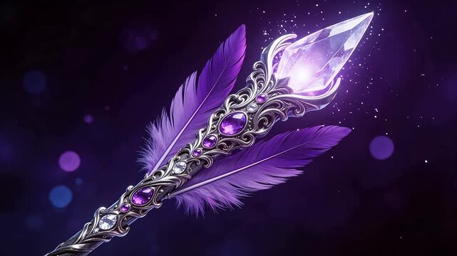 Magical staff with gem and feather
