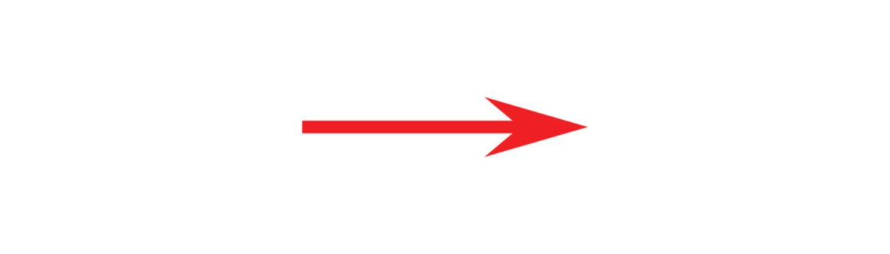 Long and thin red arrow isolated on white background. Straight vector arrow icon.