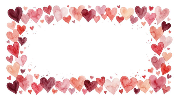 Watercolor heart border frame for valentine's day