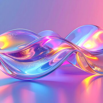 Iridescent liquid wave flowing with soft light