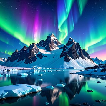 Vibrant aurora borealis dancing above snow-capped mountains (4)
