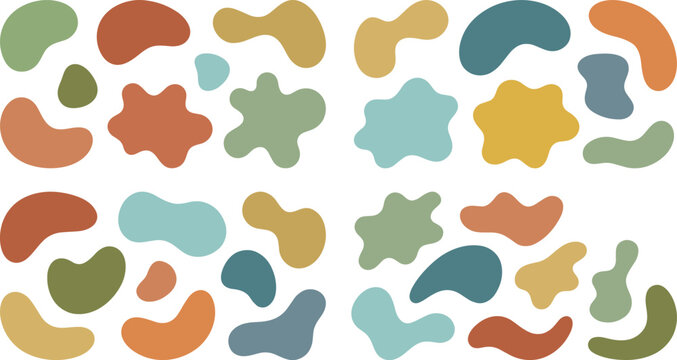 Modern abstract organic blob shapes collection in earthy pastel tones for minimalist graphic design branding layouts and social media template backgrounds