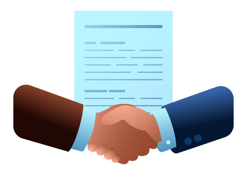 Business Agreement Icon, Handshake, Partnership, Contract Signing, Business Collaboration, Legal Document and Professional Cooperation Illustration