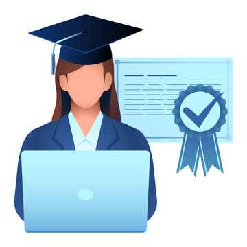 Internship Icon, Graduate Student, Professional Certification, Career Development, Entry Level Employment and Training Illustration