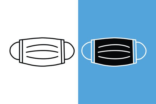 Medical face mask icon, protective mask vector illustration, surgical mask symbol, health care and safety concept, flat design style