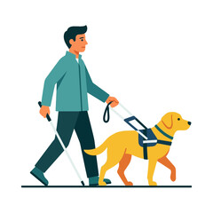 A blind man walks with his trained guide dog assistant © dedi