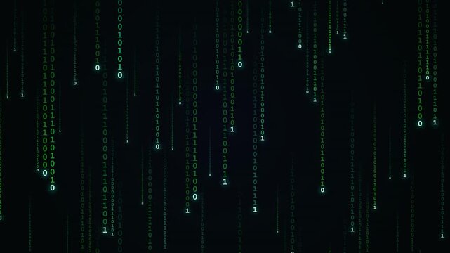 Digital Binary Code Falling Data Stream Animation Background