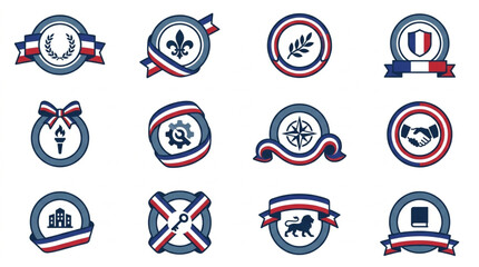 Collection of French National Symbols and Emblems. © delon