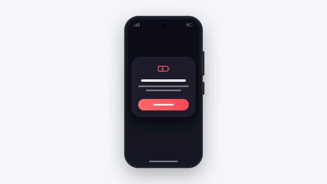 Low battery warning on a mobile phone screen