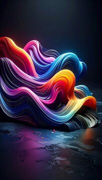 Vibrant colorful wavy lines on dark background