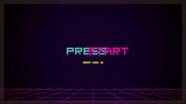 Retro 80s Style Press Start Video Game Title Animation