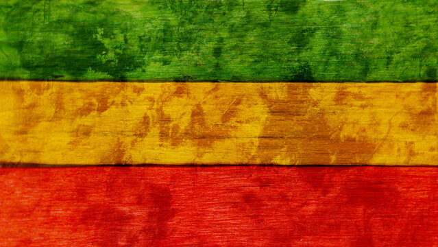 Background wood green, yellow, red old retro vintage style, rasta reggae flag