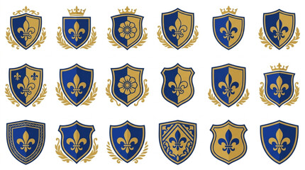 Collection of Royal French Fleur de Lis Emblems and Crests. © Jefri
