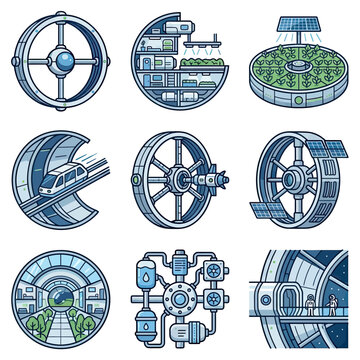 Orbital space habitats and mega-structure icons