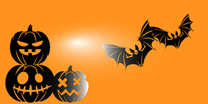 halloween pumpkin and bat